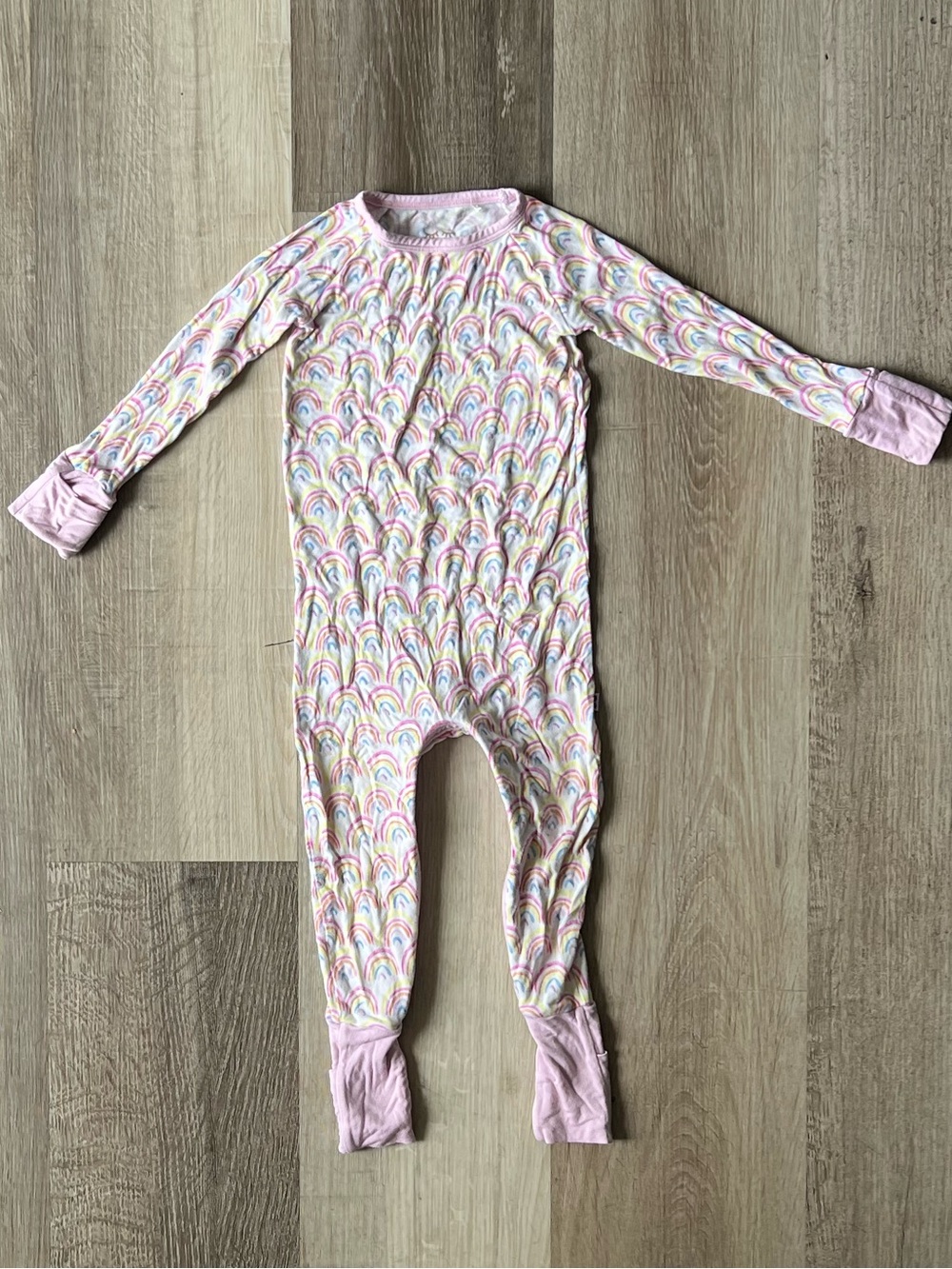 Little Sleepies Pastel Rainbows Crescent Zippy Bamboo Pajama Size 12-18M